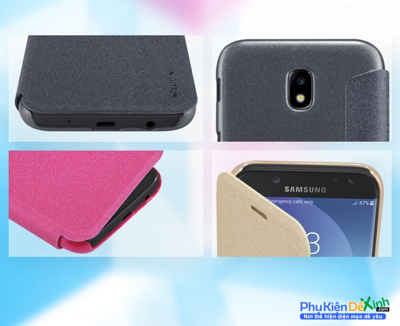 Bao Da Samsung Galaxy J7 Pro Hiệu Nillkin Sparkle được làm bằng chất liệu do công nghiệp và nhựa cao cấp Kiểu dáng gọn nhẹ, thời trang và sang trọng